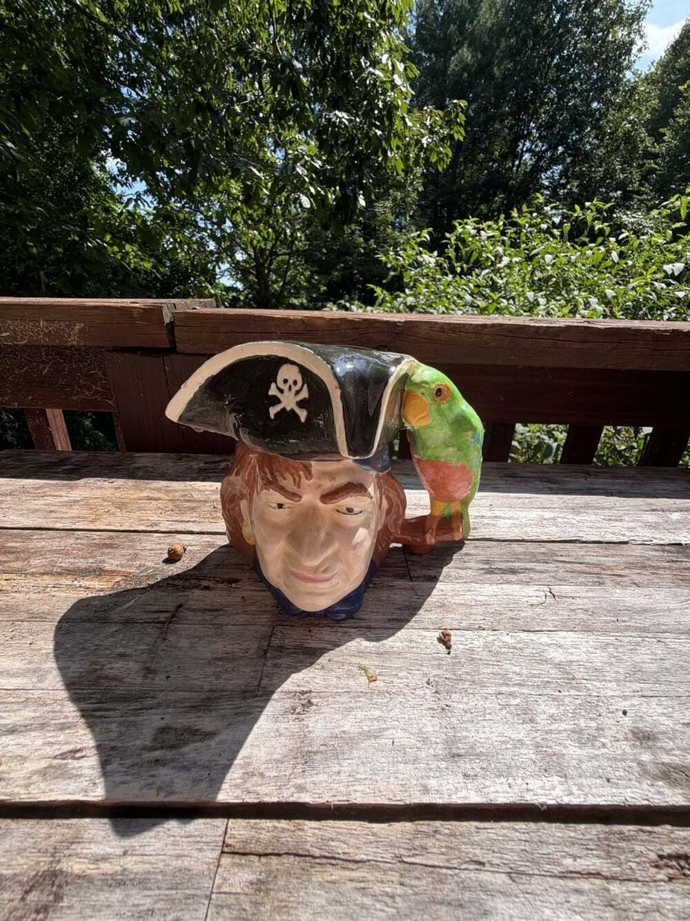 Vintage 1974 Byron Molds Ceramic Pirate and Parrot Character Mug
